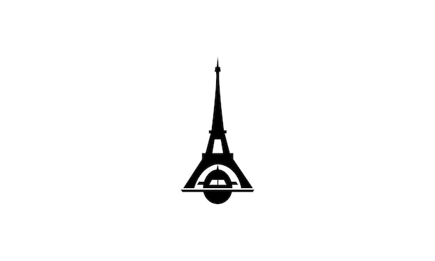 Vektor verspieltes eiffelturm-paris-essen oder restaurant-logo-design-ikone