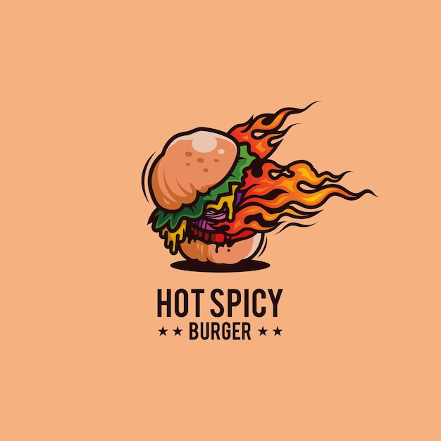 Verspieltes hot-scharf-burger-logo-design für ihr essen und restaurant