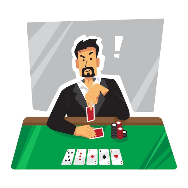 Vektor verspottende pokerspielerillustration