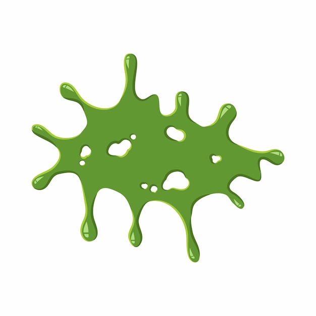 Verspritzter schleim isoliert auf weißem hintergrund illustration des grünen schleimklecks-vektors