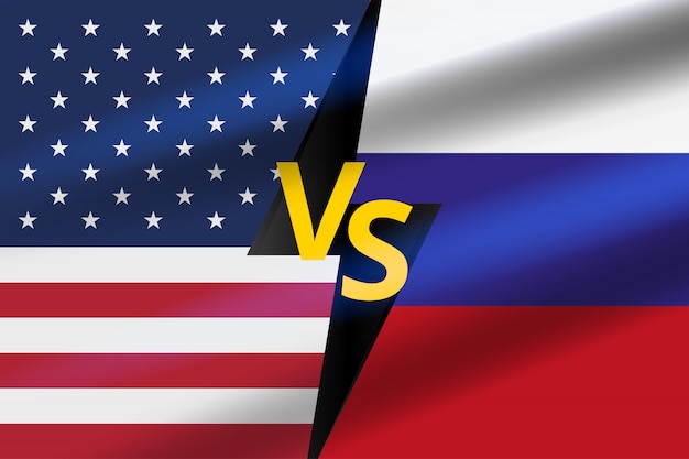 Versus Battle Background. USA gegen Russland Schlacht.