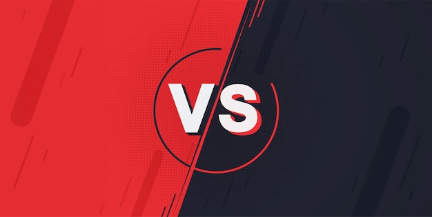 Versus Bildschirm. Kämpfe Hintergründe gegeneinander, rot gegen dunkelblau.