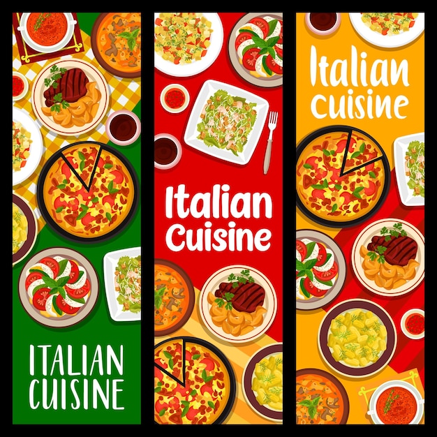 Vektor vertikale banner der italienischen küche