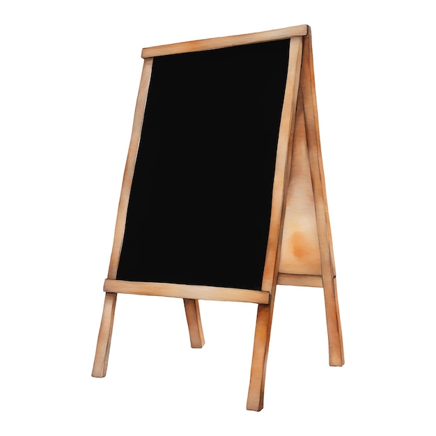 Vertikale leere schwarze Bürgersteige Straße Tafel Isolierte handgezeichnete Aquarellmalerei Illustration
