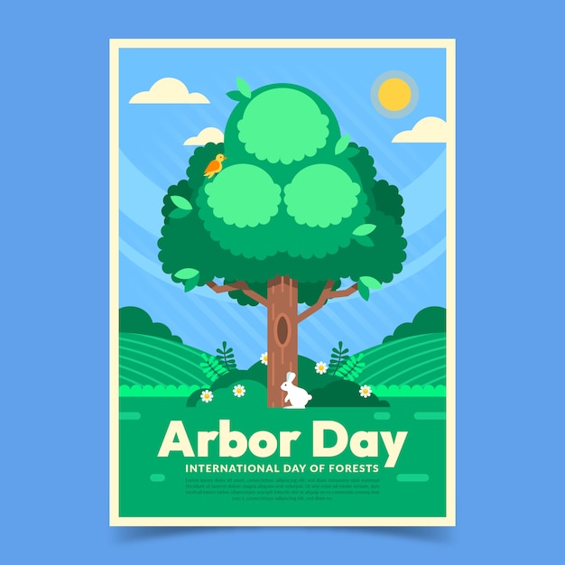 Vektor vertikale plakatvorlage für den flachen arbor day