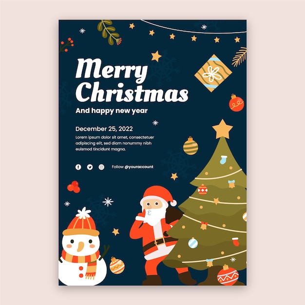 Vertikale Plakatvorlage für die Feier der Weihnachtszeit