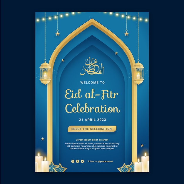 Vertikale Plakatvorlage für die islamische Eid al-Fitr-Feier