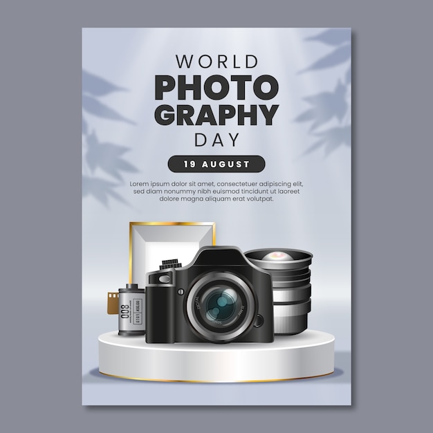 Vertikale Postervorlage für die Feier des Weltfotografie-Tages