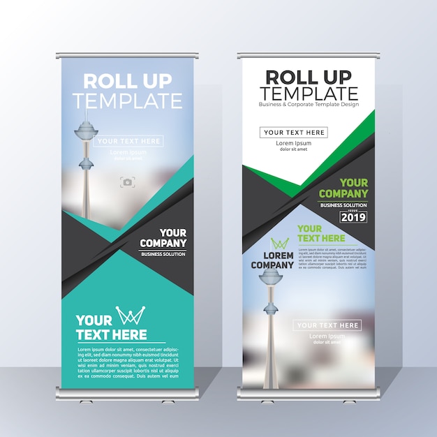 Vertikale Roll Up Banner Template Design für ankündigen und Werbung