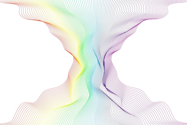 Vertikale transparente rauchwelle des regenbogens auf weißem hintergrundgestaltungselement