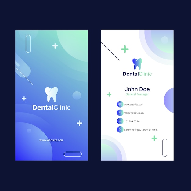Vektor vertikale visitenkarte der zahnklinik der steigung