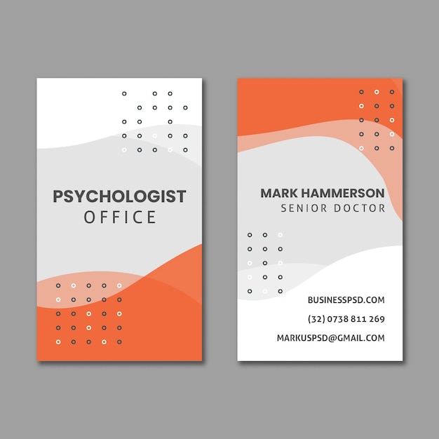Vertikale Visitenkartenvorlage des Psychologiebüros