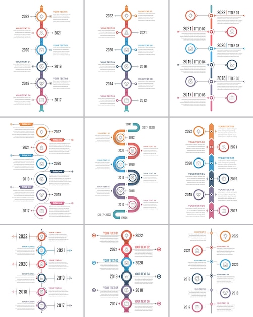 Vektor vertikale zeitleisten-infografiken (09 item)