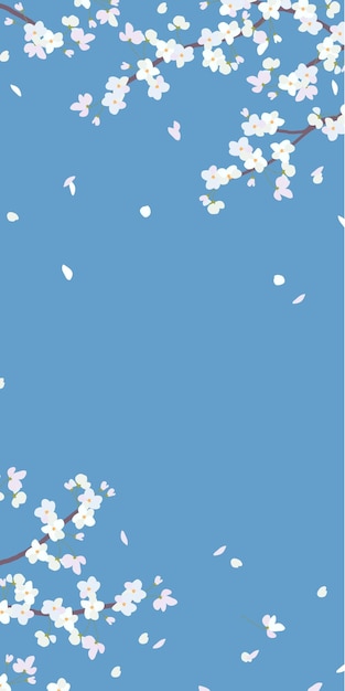 Vertikales Banner mit Kirschblütenzweigen Vektor Sakura im flachen Stil Frühlingsdesign
