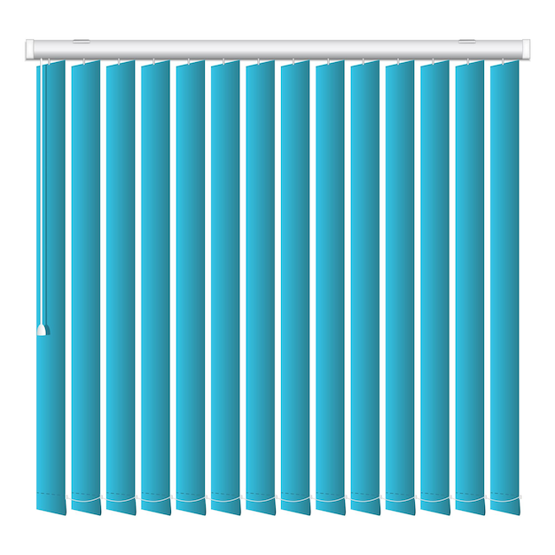 Vertikales blaues jalousie-symbol realistische darstellung des vertikalen blauen jalousie-vektorsymbols für webdesign isoliert auf weißem hintergrund