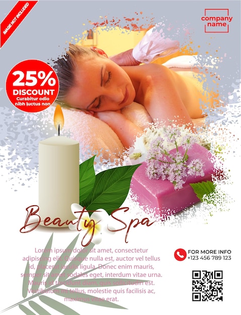 Vertikales Poster für Beauty und Spa mit Frau und Kamillenblüten