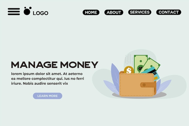 Verwalten Sie Geld, Finanzen und Budget Landing Page Vorlage