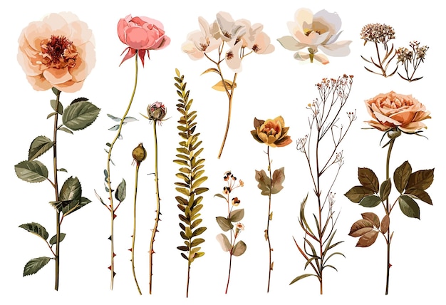 Verwelkende Herbstblumen Aquarell-Illustration