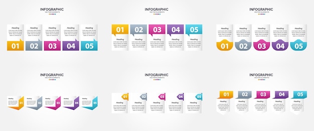 Verwenden Sie diese Vektorillustrationen, um schöne Infografiken für Werbebroschüren, Flyer und Zeitschriften zu erstellen