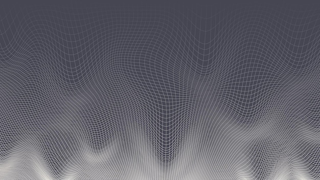 Verzerrtes lineares gitter vektor abstrakte technologie grauer minimalistischer hintergrund verzerrtes netz subtile linien tech 3d volumetrische textur wellenförmige verformungsoberfläche abstrakte minimal art wallpaper