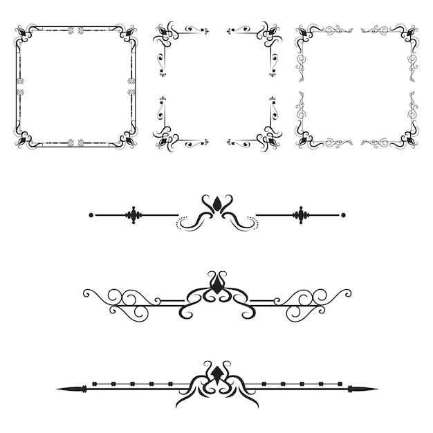Verzierte Rahmen und Scroll-Elemente Klassischer Hochzeitsrahmen Free Vector Wedding