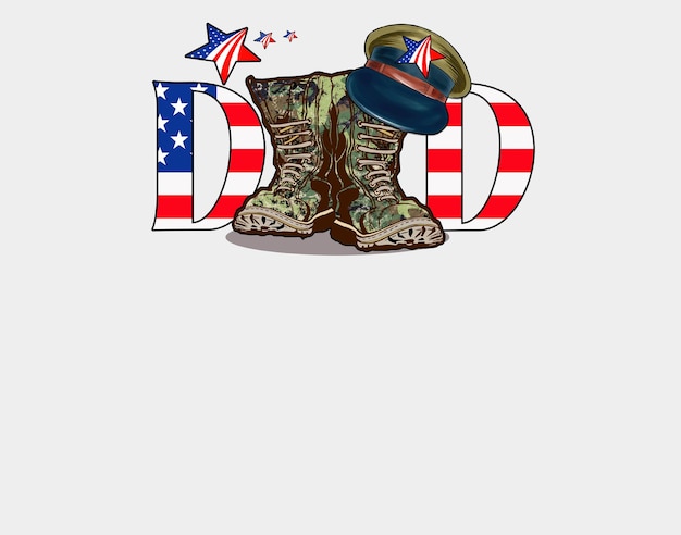 Veteran dad boots army sublimation png