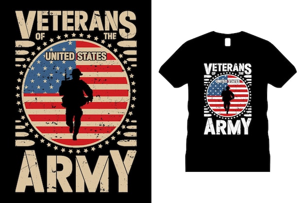 Veteranen-Grafik-T-Shirt-Design-Vektor. USA, T-Shirt, Militär, Freiheit, Flagge, Armee, Denkmal,