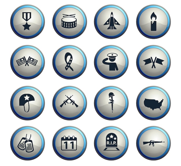 Veteranentag-Vektorsymbole für Web- und Benutzeroberflächendesign
