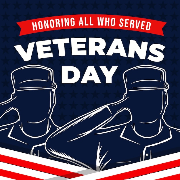 Veterans day concept design mit zwei soldaten, die am 11. november grüßen