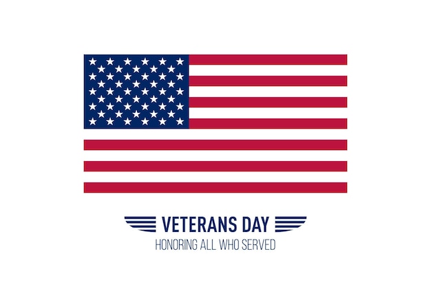 Veterans day einfache grußkarte mit usa-flagge. vektor-illustration