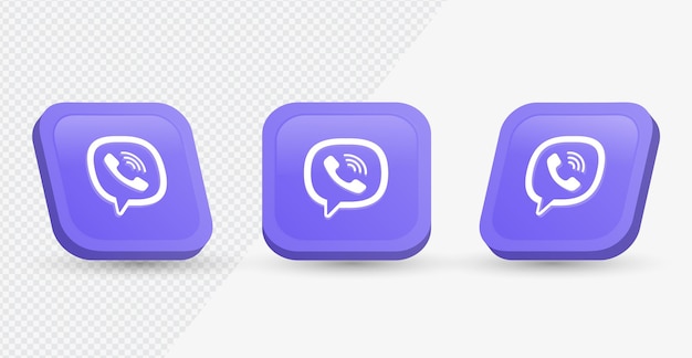 Viber-logo-symbol im modernen 3d-rendering-quadrat für social-media-symbole oder netzwerklogos