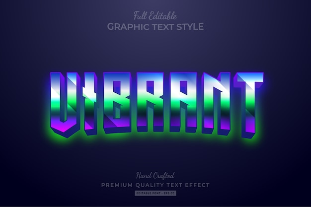 Vibrant gradient 80er retro editable text style effect premium