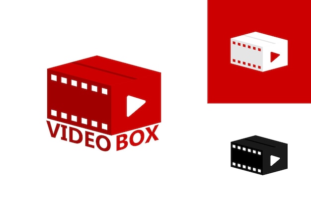 Video box logo template design vektor, emblem, designkonzept, kreatives symbol, icon