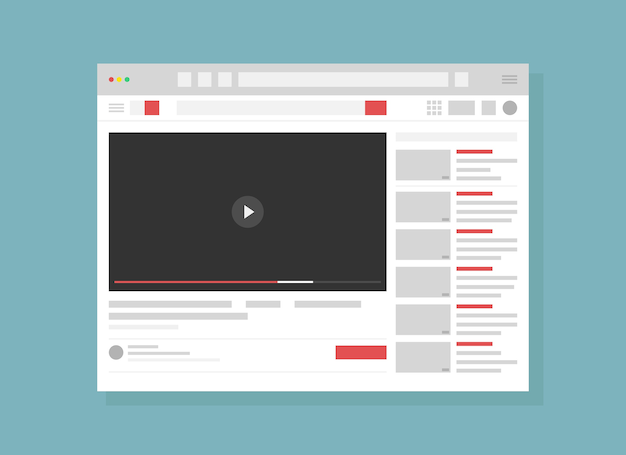 Video-Hosting-Service-Seite flache Internet-Website Webseite Online-Technologie