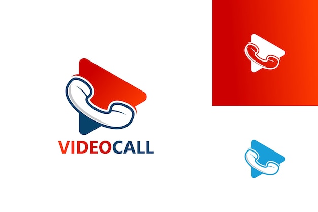 Video play telefonanruf logo template design vektor, emblem, designkonzept, kreatives symbol, icon