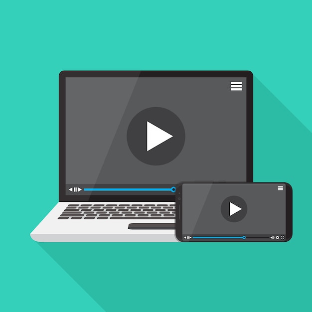 Video Player auf Smartphone und Laptop