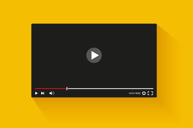 Vektor video-player-designvorlage für web- und mobile apps im flachen stil. video-player-rahmen. video-player-schnittstellenbildschirm. vektorillustration