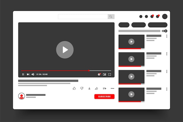 Video-Player-Schnittstelle. Multimedia-Frame-Vorlage. Live-Stream-Fenster, Player. Online-Übertragung.
