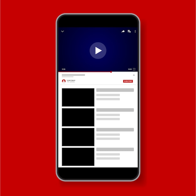 Video Player Template Design. Mockup Live-Stream-Fenster, Spieler. Social Media Konzept.