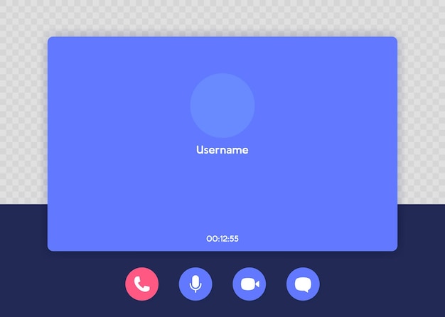 Videoanruf-Schnittstellenvorlage Anrufbildschirm-Schnittstelle für Video-Chats in sozialen Medien und Kommunikation Vektorillustration