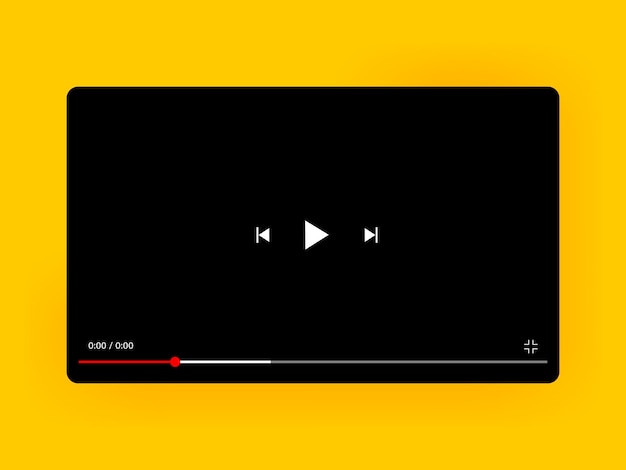 Vektor videoplayer. vektorillustration lokalisiert auf gelbem hintergrund mit schatten