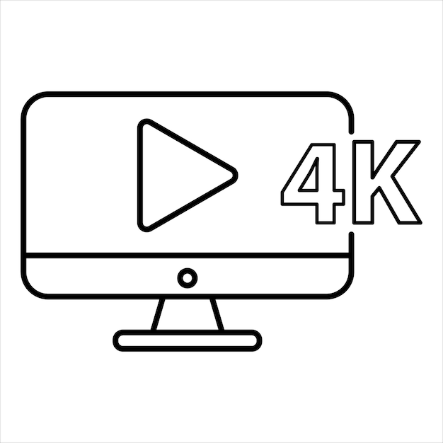 Videoqualität 4k-symbol geeignet für web-landing-page-banner-logo-aufkleber