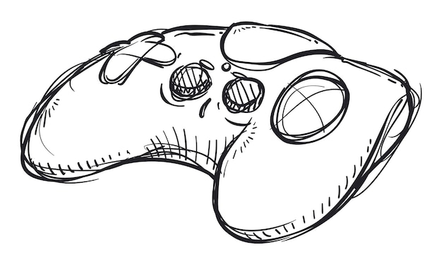 Videospiel-Controller in handgezeichneten Stiltasten in der Mitte Dpad und Touchpad-Taste