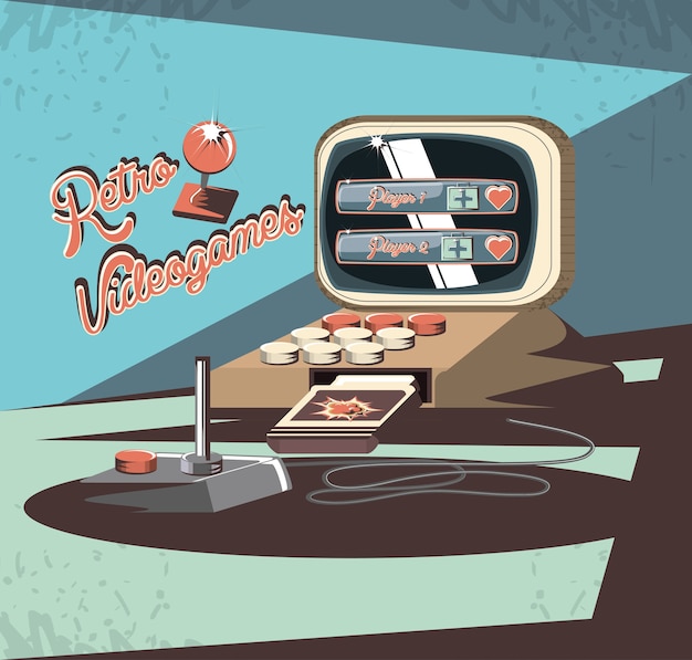 Videospiel retro mit computer-vektor-illustration-design