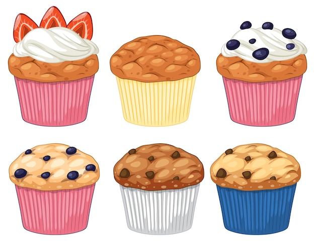 Vektor viele cupcakes oder muffins-sammlung