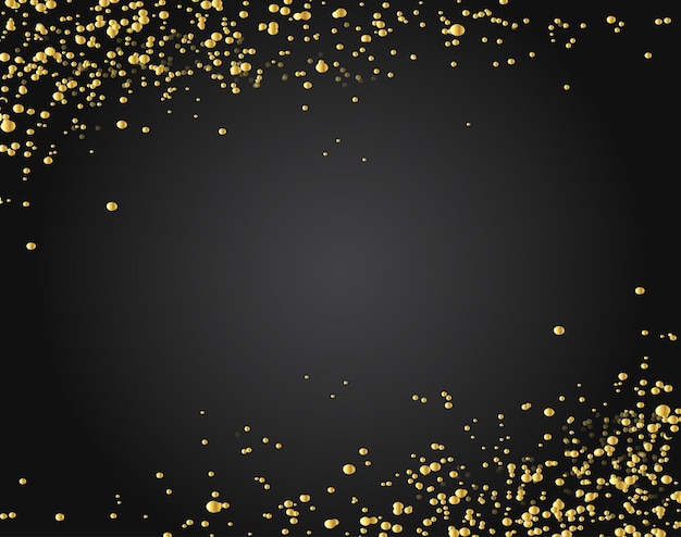 Vektor viele festliche goldene konfetti auf schwarzem hintergrund neujahrs- oder geburtstagsfeierkonzept das perf