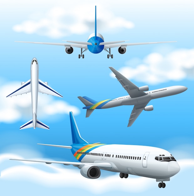 Viele Flugzeuge, die in den Himmel fliegen