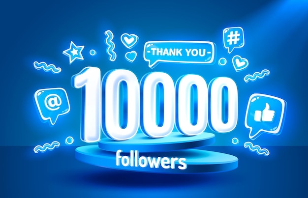 Vielen dank 10000 follower peoples online social group happy banner feiern vector