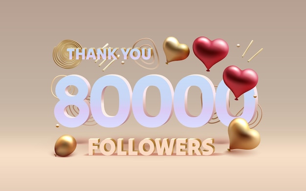 Vielen dank, 80.000 follower, menschen online, soziale gruppe, fröhliches banner, feiern vektorillustration