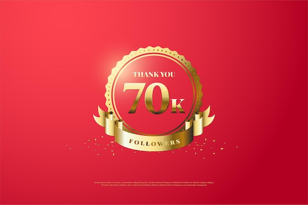 Vielen dank an 70.000 follower mit zahlen und logos auf rotem hintergrund